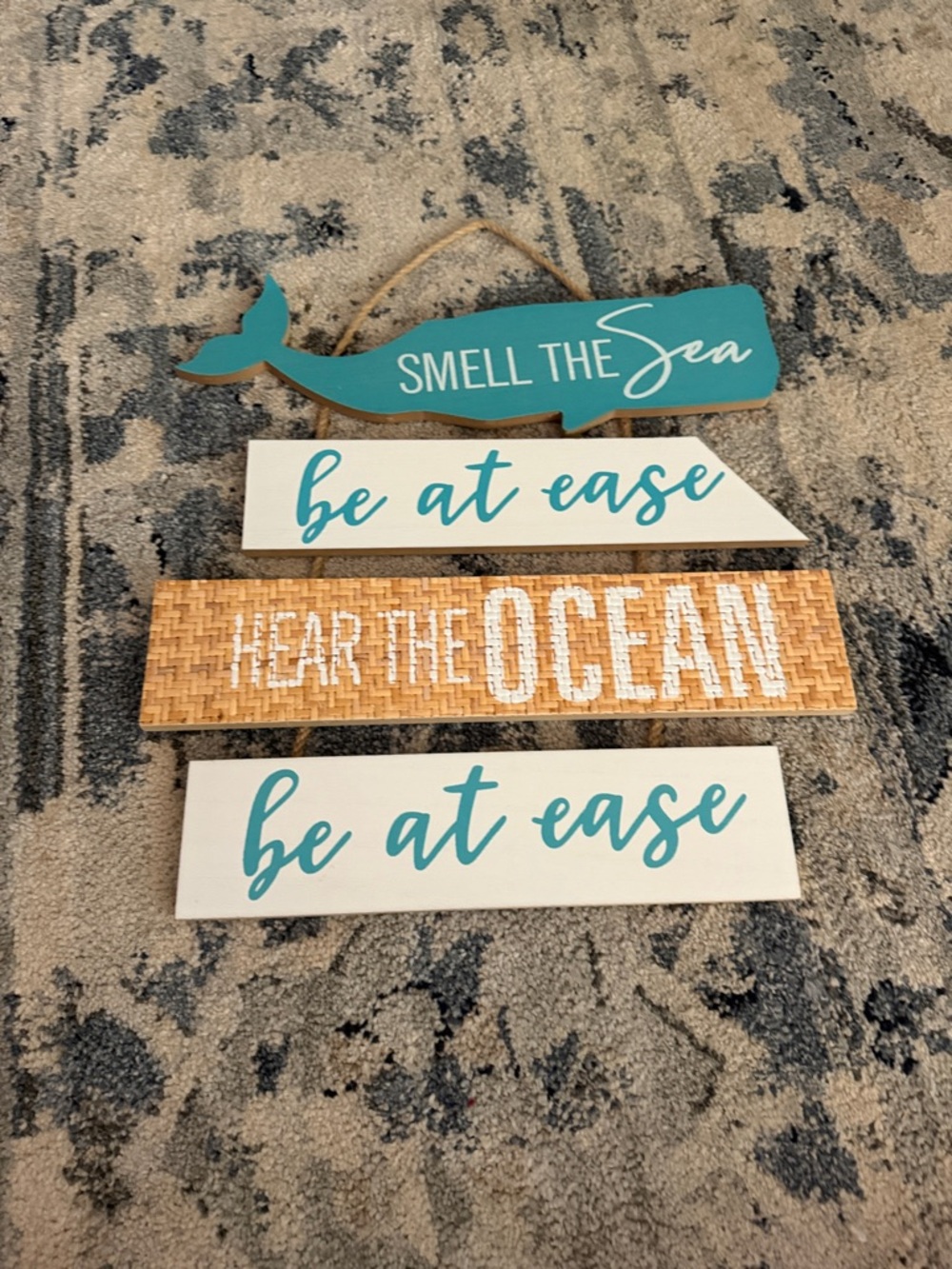 Hobby Lobby Turquoise, White & Tan Coastal Wall Plaque Set